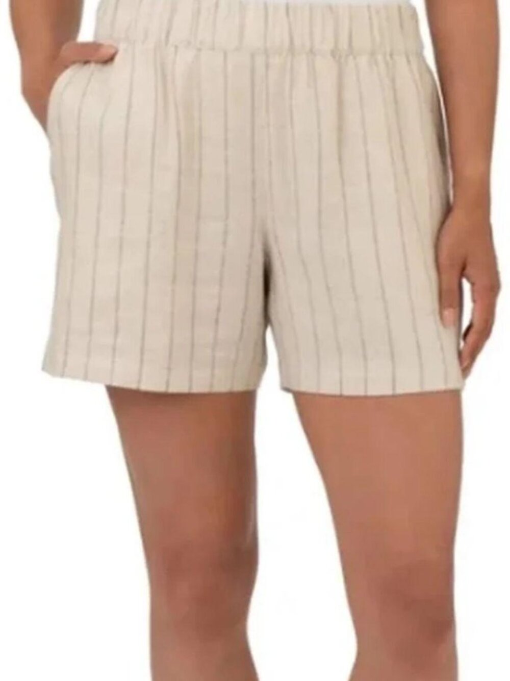 BlankNYC Linen Blend Shorts Striped High Rise Pockets 5” Inseam Size Large